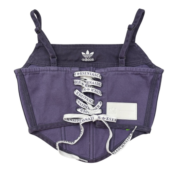 adidas Originals Ksenia Schnaider Denim Corset Purple Size 2 - Picture 2 of 16